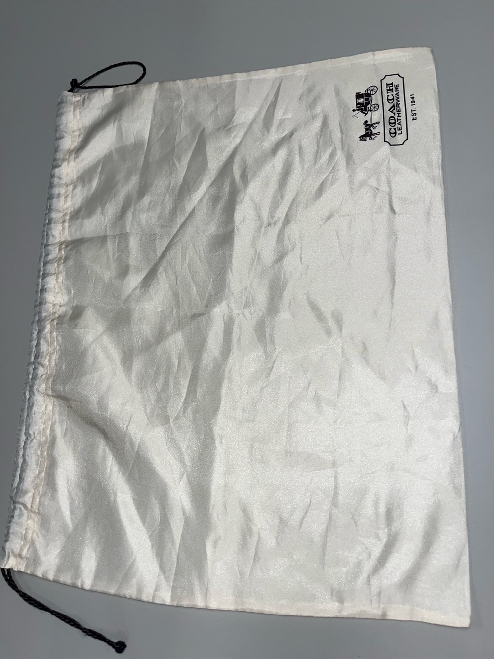Coach Silky Textured Drawstring Dust Bag Cream / Brown